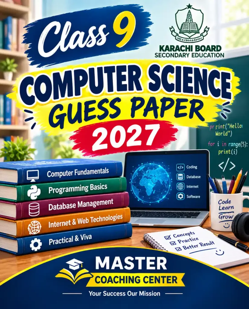 9th class computer science guess paper 2027 karachi board