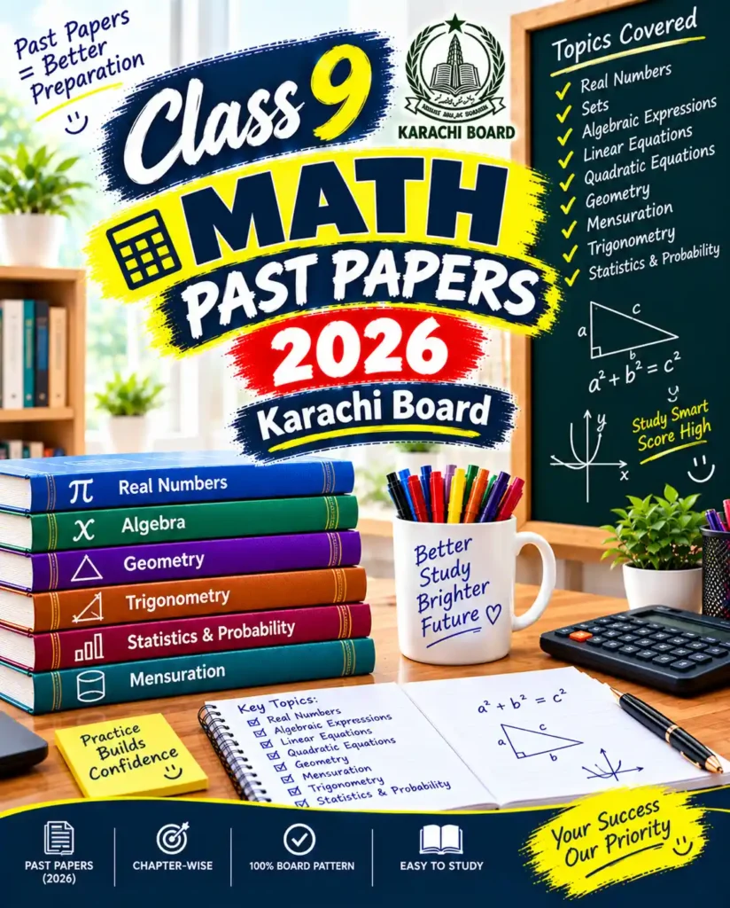 9th class math past paper 2026 karachi board