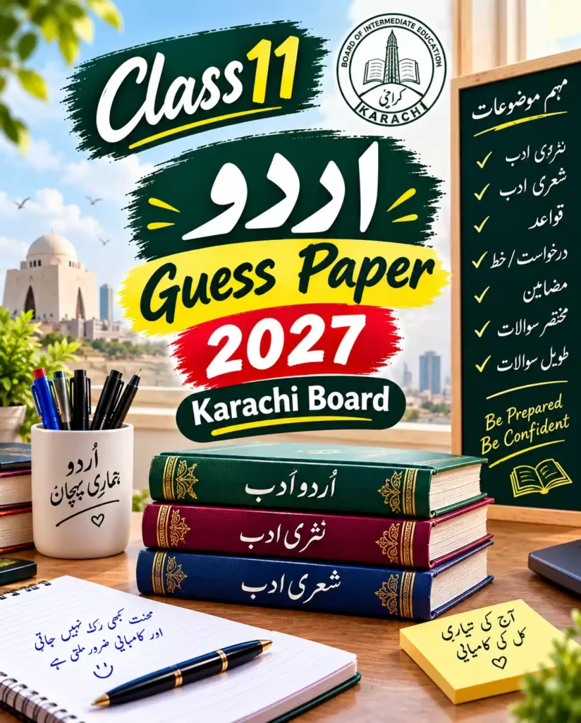 class 11 urdu guess paper 2027 karachi board